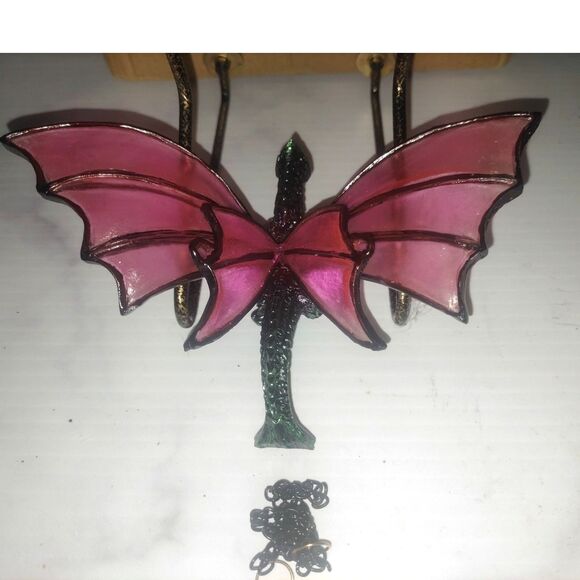 Dragon Resin Stained Glass Suncatcher Pink Wings Fantasy Hanging Ornament 5x2x3" - Picture 4 of 5